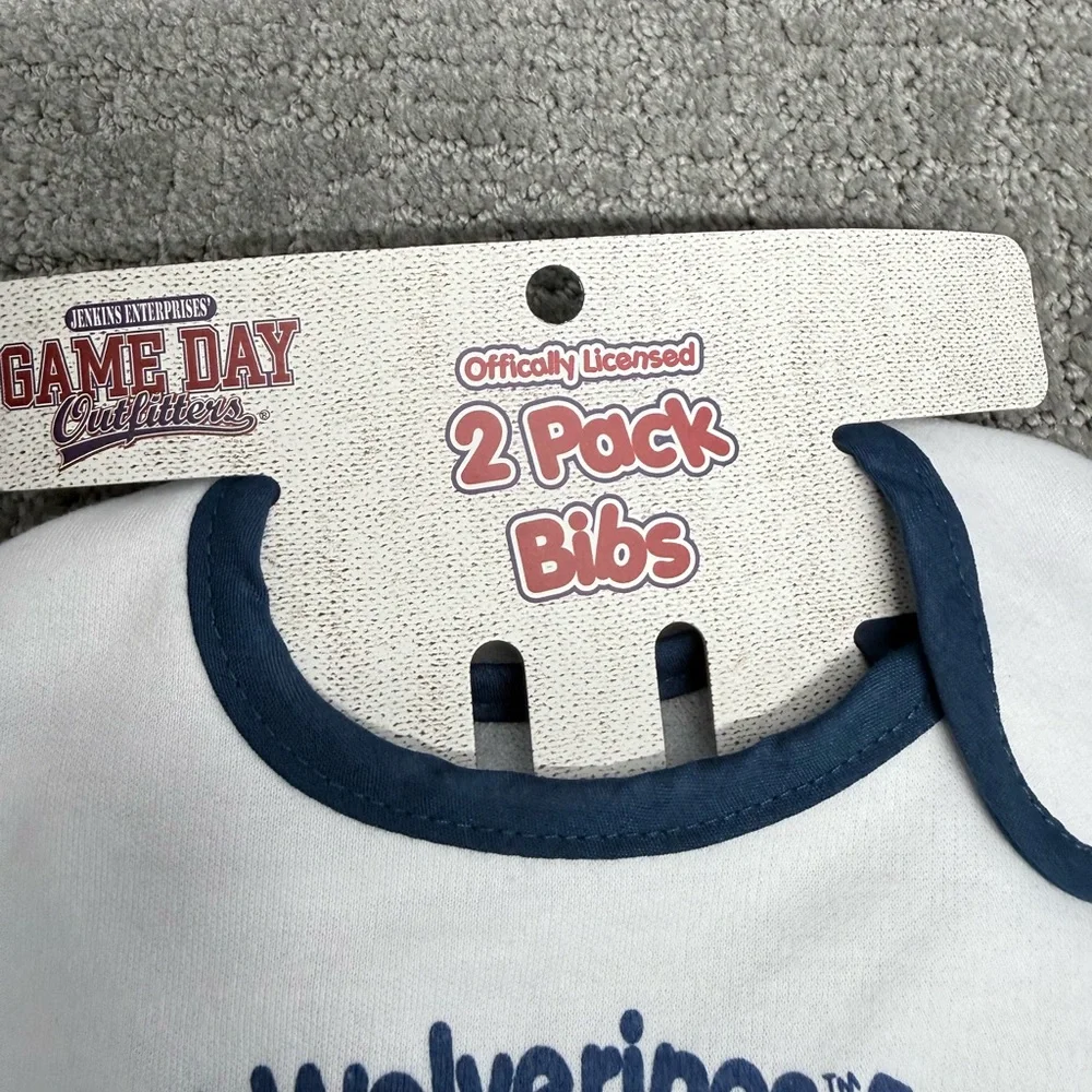 Lil Michigan Wolverines Fan Kids Bib Set - Blue and White
